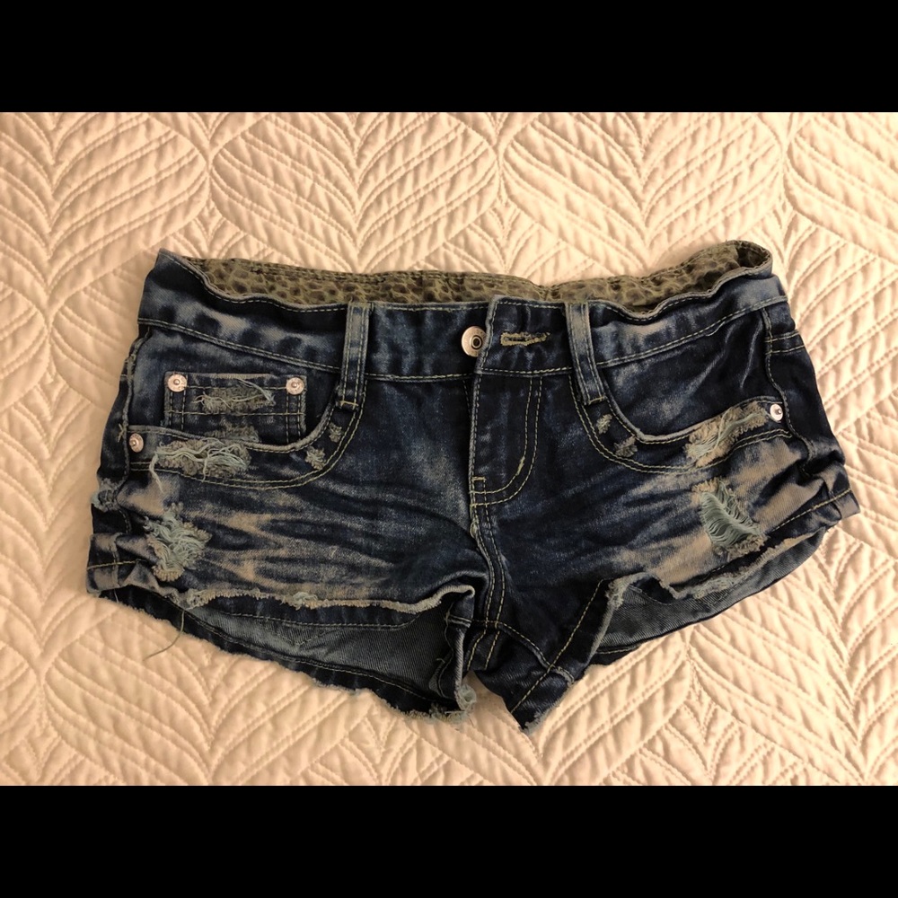 Blue Japanese Destroyed Denim Shorts